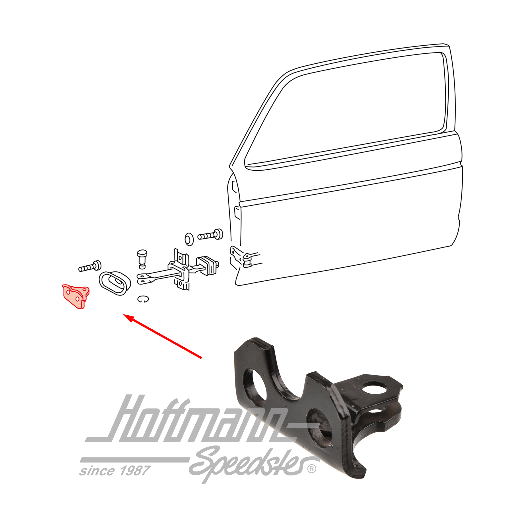 Supporto, ferma porta, montante A, 
74-78/-93 | 171 831 381 A | 180-1060-20