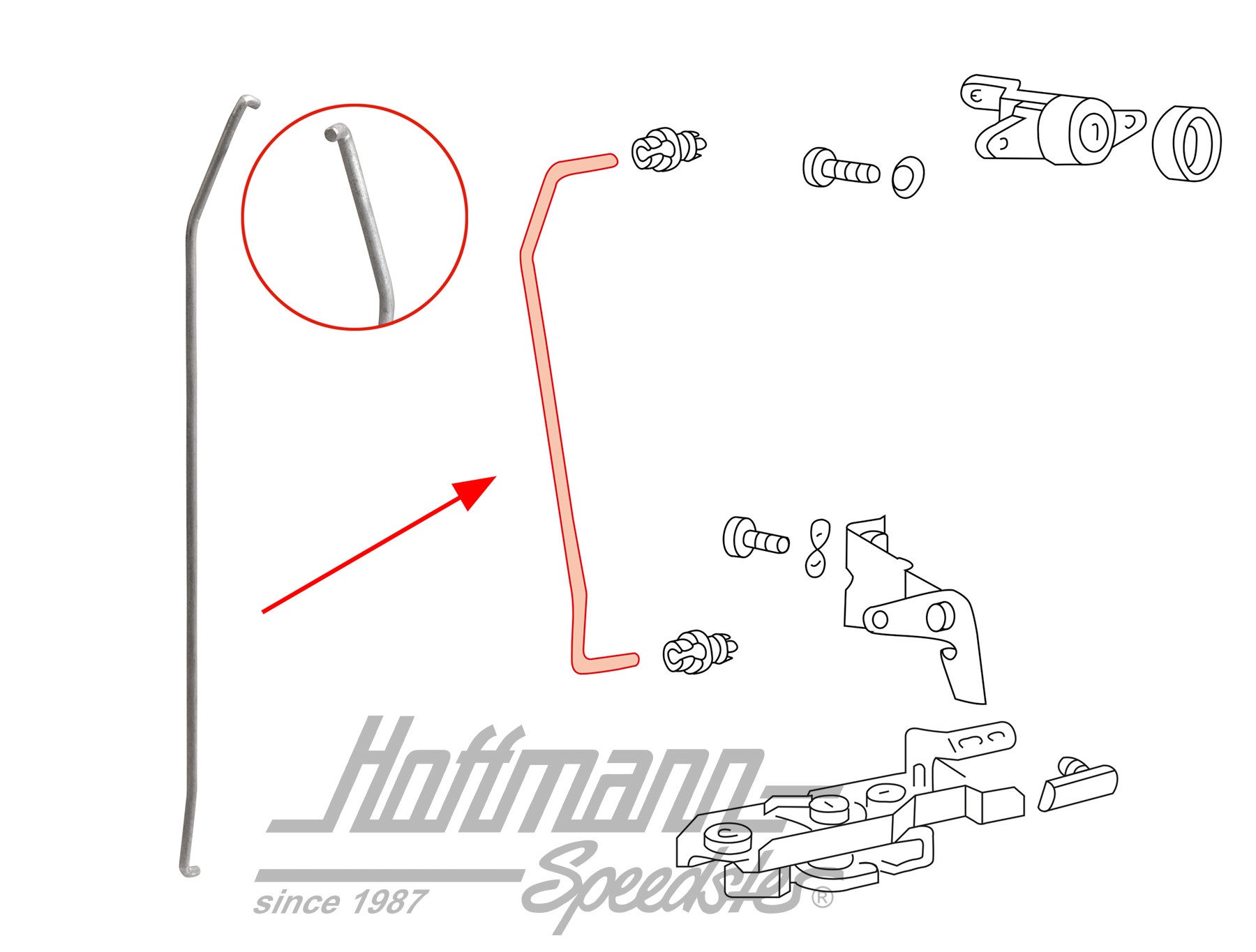 Asta di trazione, serratura portellone posteriore, Cabriolet | 155 827 515 | 180-1123-10