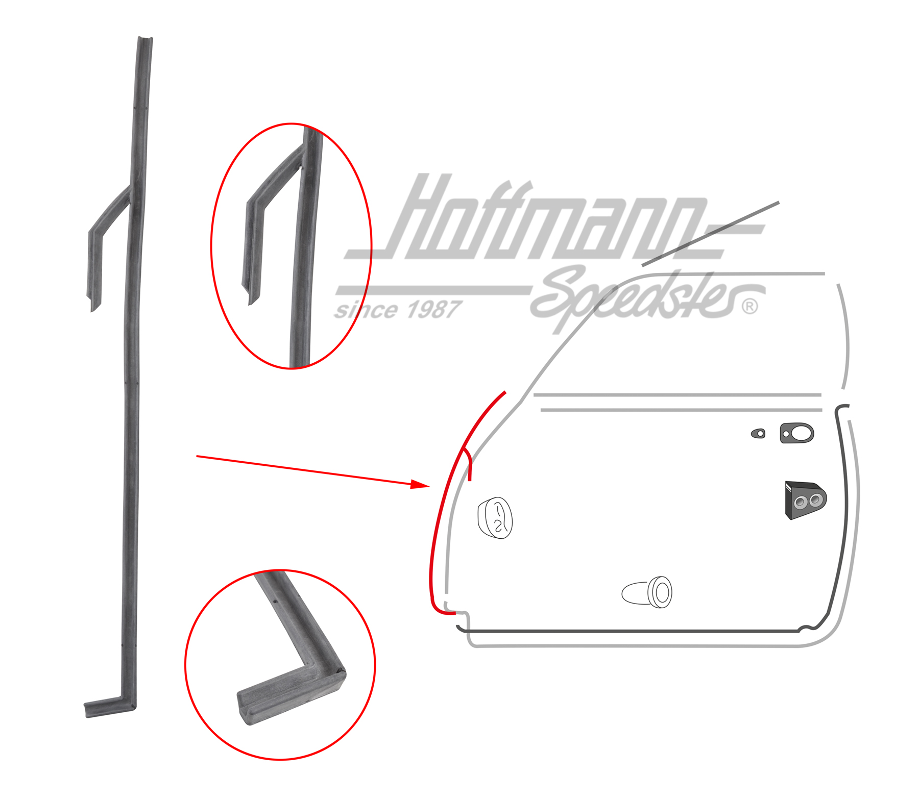 Guarnizione longherone portiera, Karmann Ghia, sinistra | 141 831 711 A | 060-0031