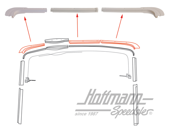 Kit profili guida, tetto scorrevole, Furgone T2 | 241 877 300 | 098-0128