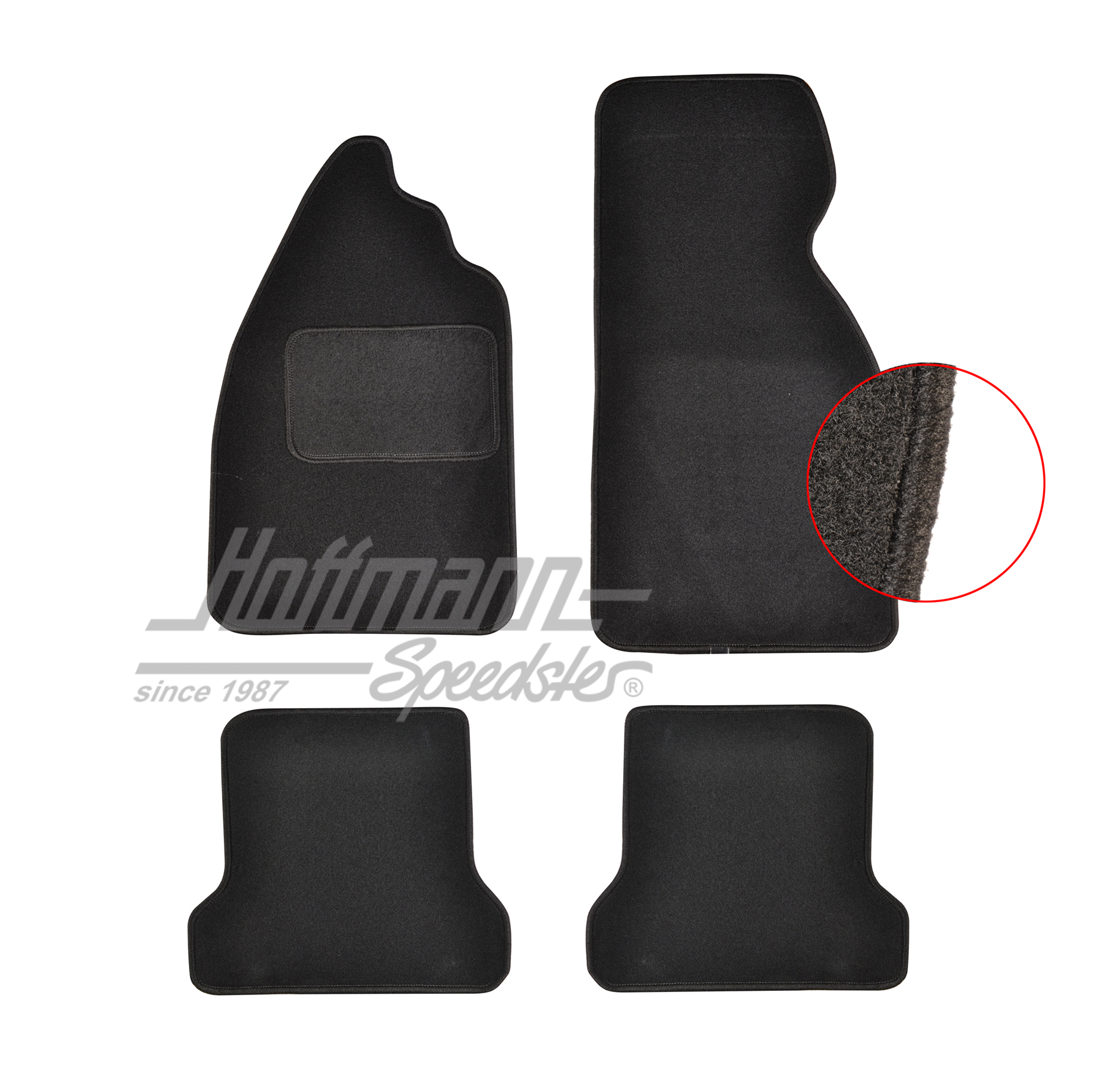 Set tappetini, velluto, nero, Maggiolino | 113 898 700 A | 020-5377-02