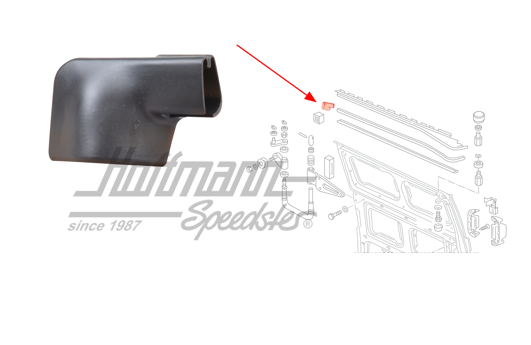 Protezione, profilo, porta scorrevole
, destra, nera | 255 843 188 A | 360-4050-02