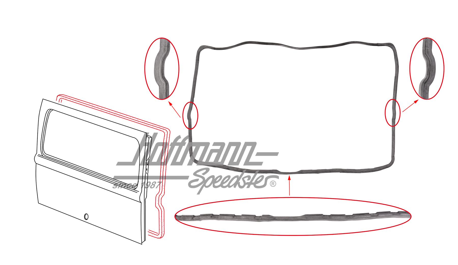 Guarnizione portellone posteriore, Furgone T2, 8.71-7.79, Qualità superiore | 211 829 193 E | 090-6130