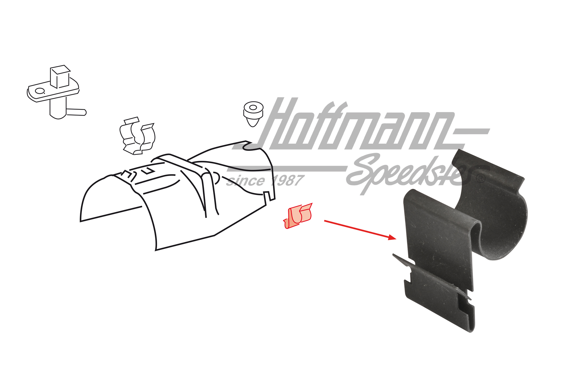 Clip, deflettore di schermatura
, leva freno a mano
 | 171 711 945 | 170-2798-06