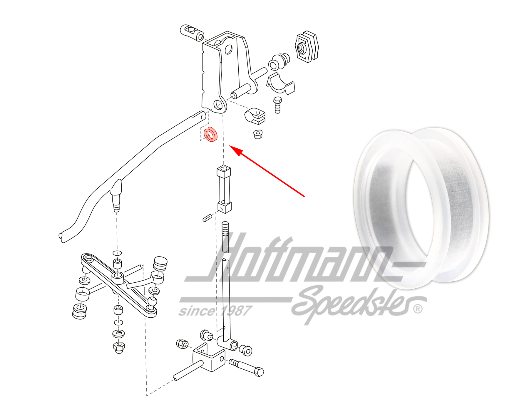 Boccola, asta del cambio, posteriore, 96-03 | 701 711 066 A | 407-2010-23