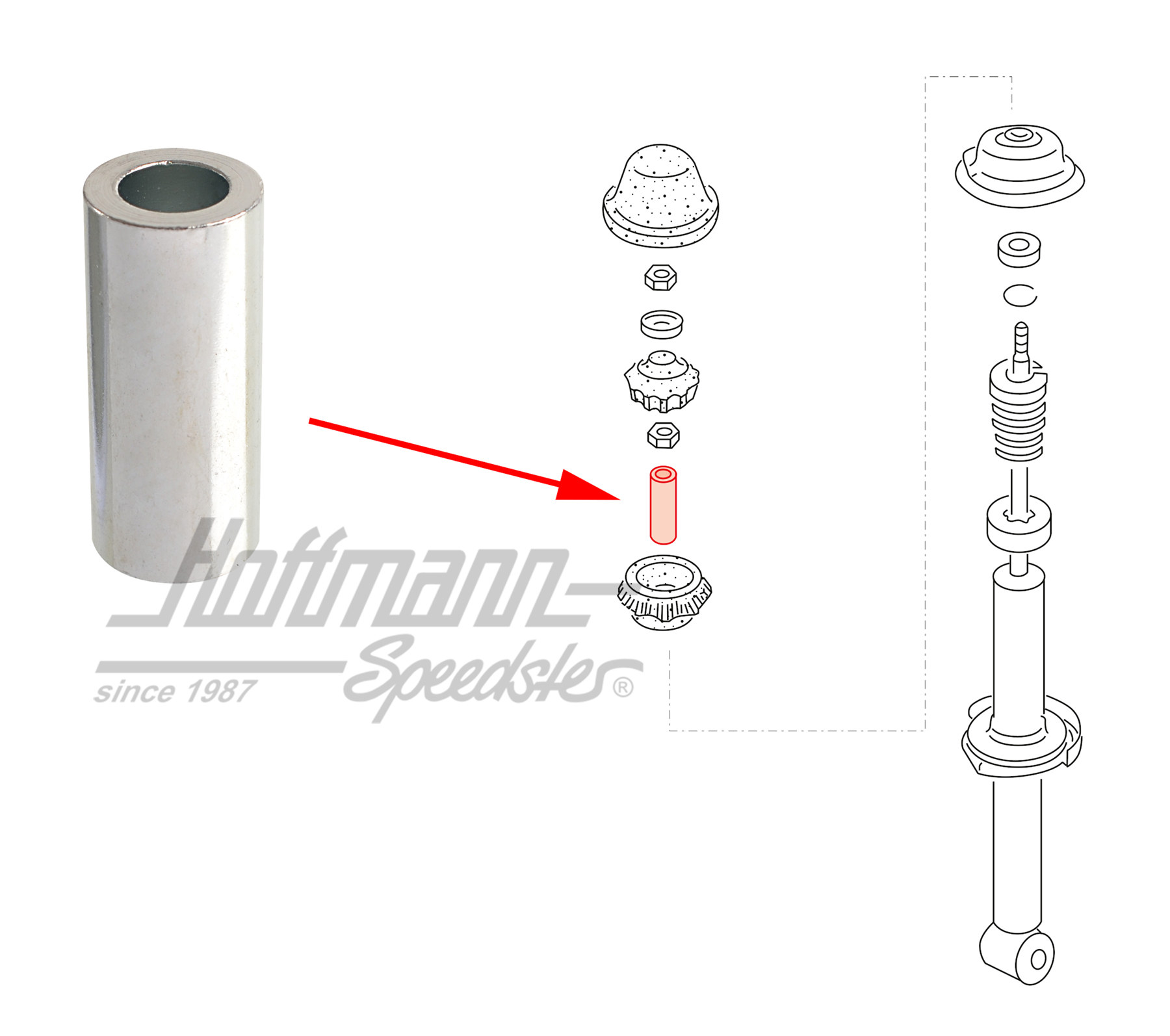 Manicotto distanziatore, ammortizzatore, posteriore | 171 512 117 | 140-3950-16