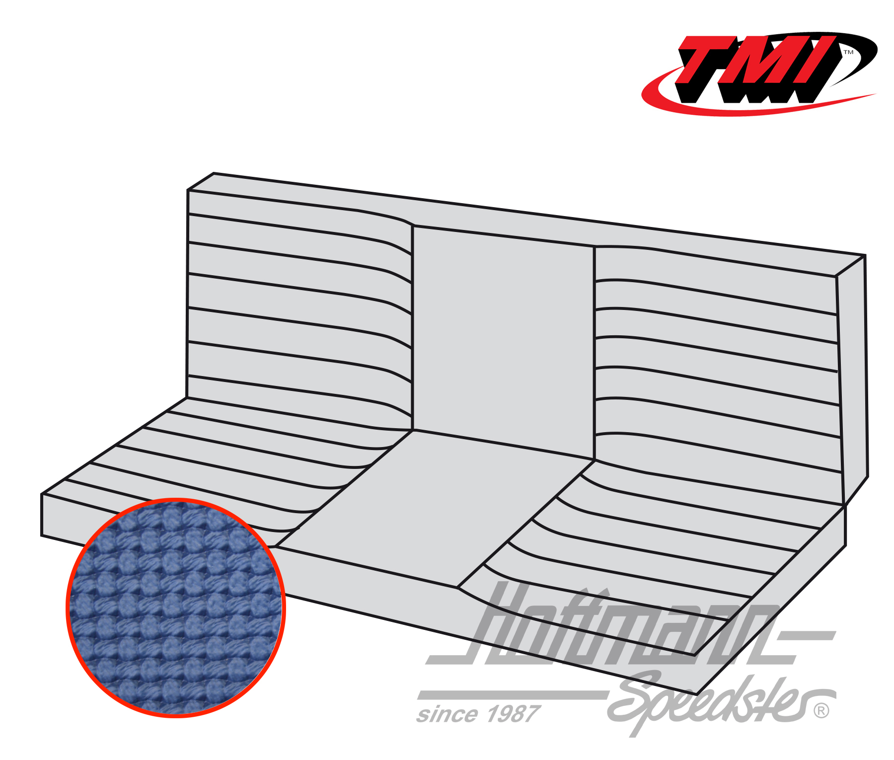 Copri panca, Karmann Ghia Cabriolet, 71-74, blu | 43-1612-08 | 066-0085-20