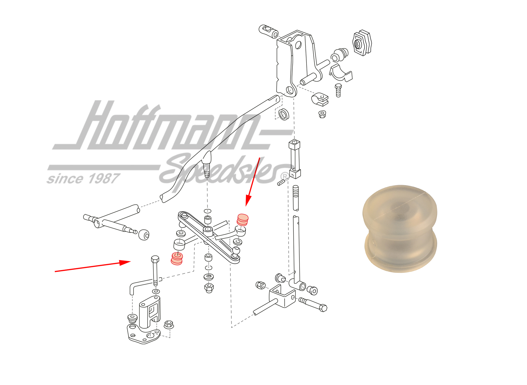 Boccola, asta del cambio, anteriore, Furgone T4 | 701 711 066 | 407-2010-06