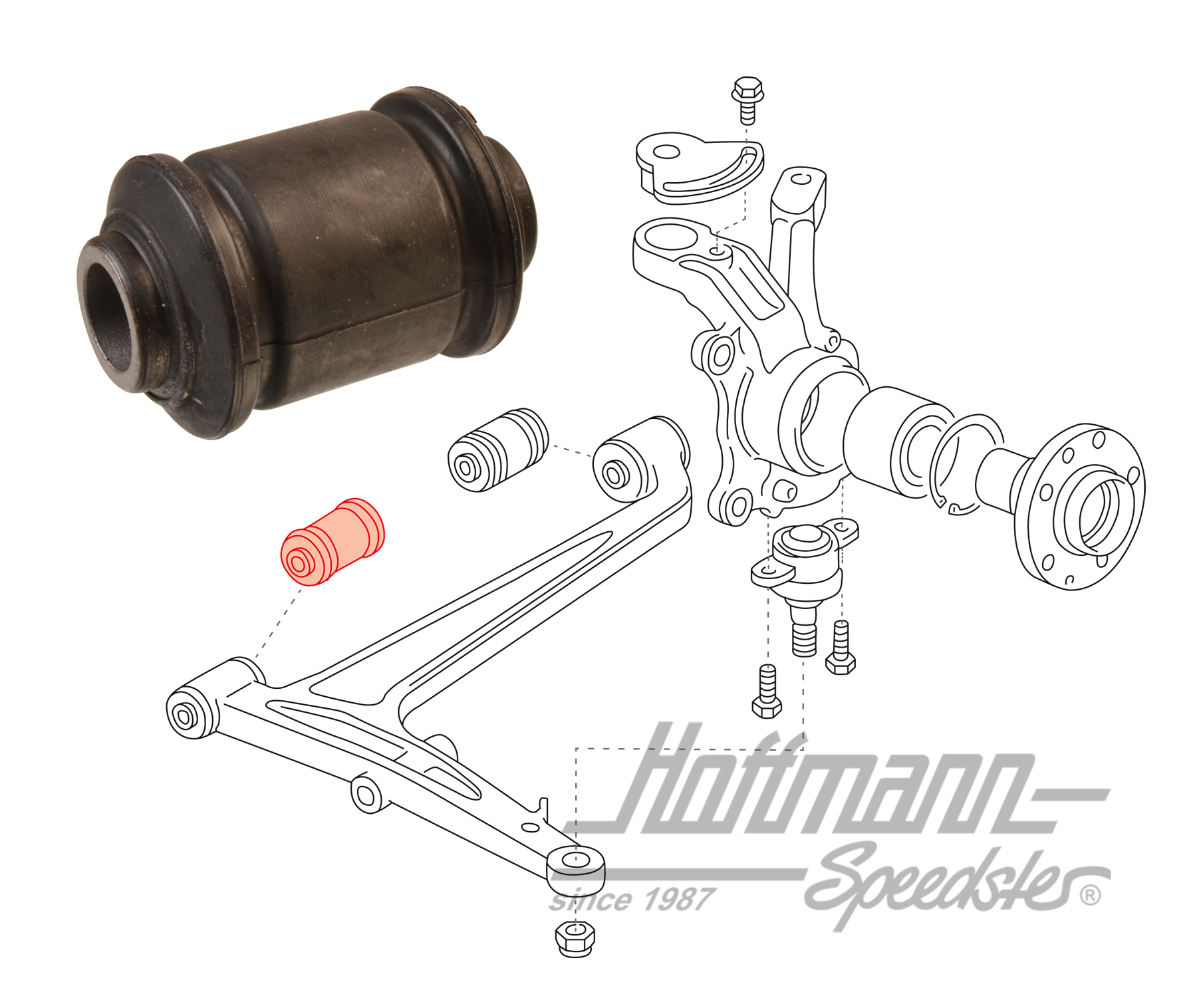 Cuscinetto in gomma, anteriore, braccio trasversale in basso, 90-95 | 701 407 183 | 404-0540