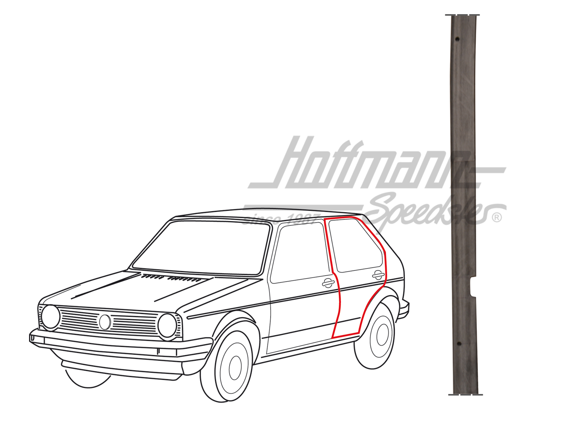 Guarnizione portiera, Golf 1, 4-porte, posteriore, sinistra | 173 839 911 E | 180-7023-01