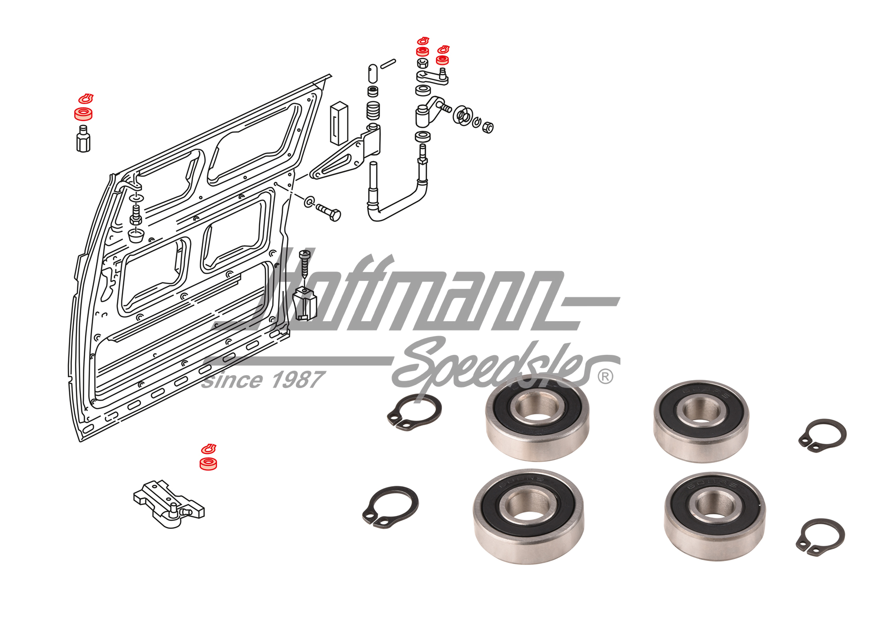 Set di rulli, porta scorrevole, Furgone T3, 84-92 
 | 251 843 423 A/251 843 425 A | 360-4012