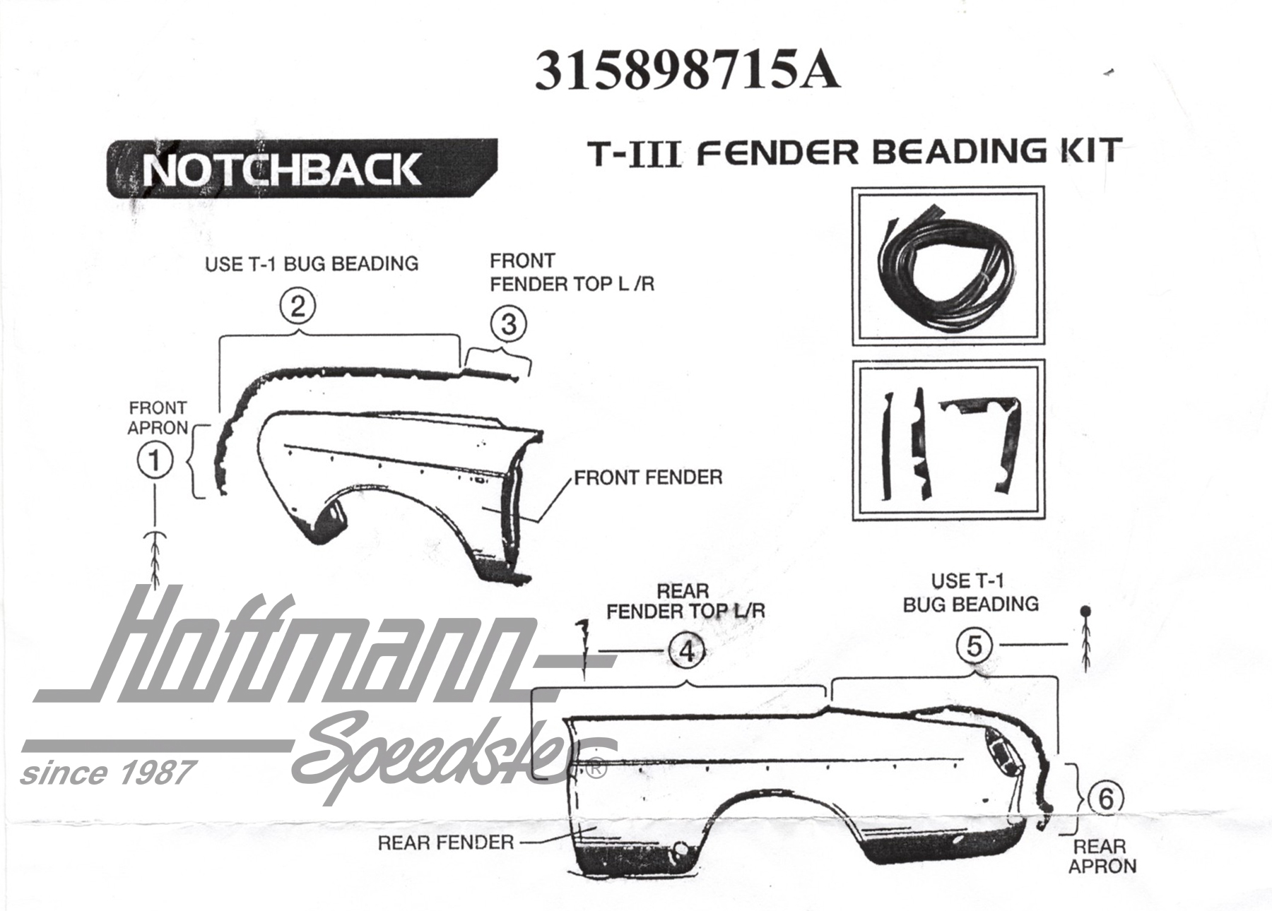 Set di molle parafango, Tipo 3 Notchback                                                            