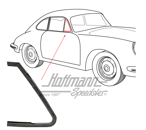 Guarnizione, deflettore, Porsche 356 A/B/C, destra                                                  
