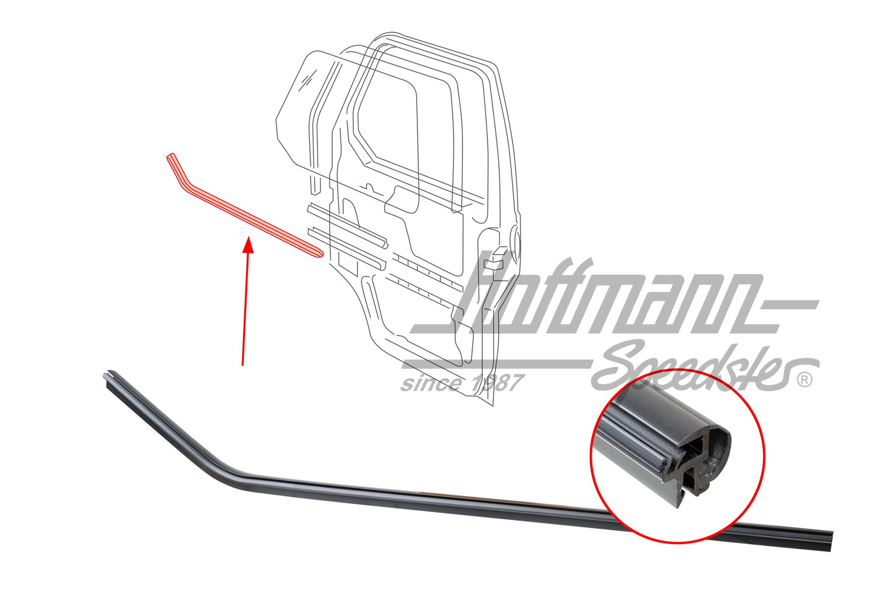 Guarnizione canale di tenuta portiera, interna, destra, | 701 837 706 | 408-1430-02