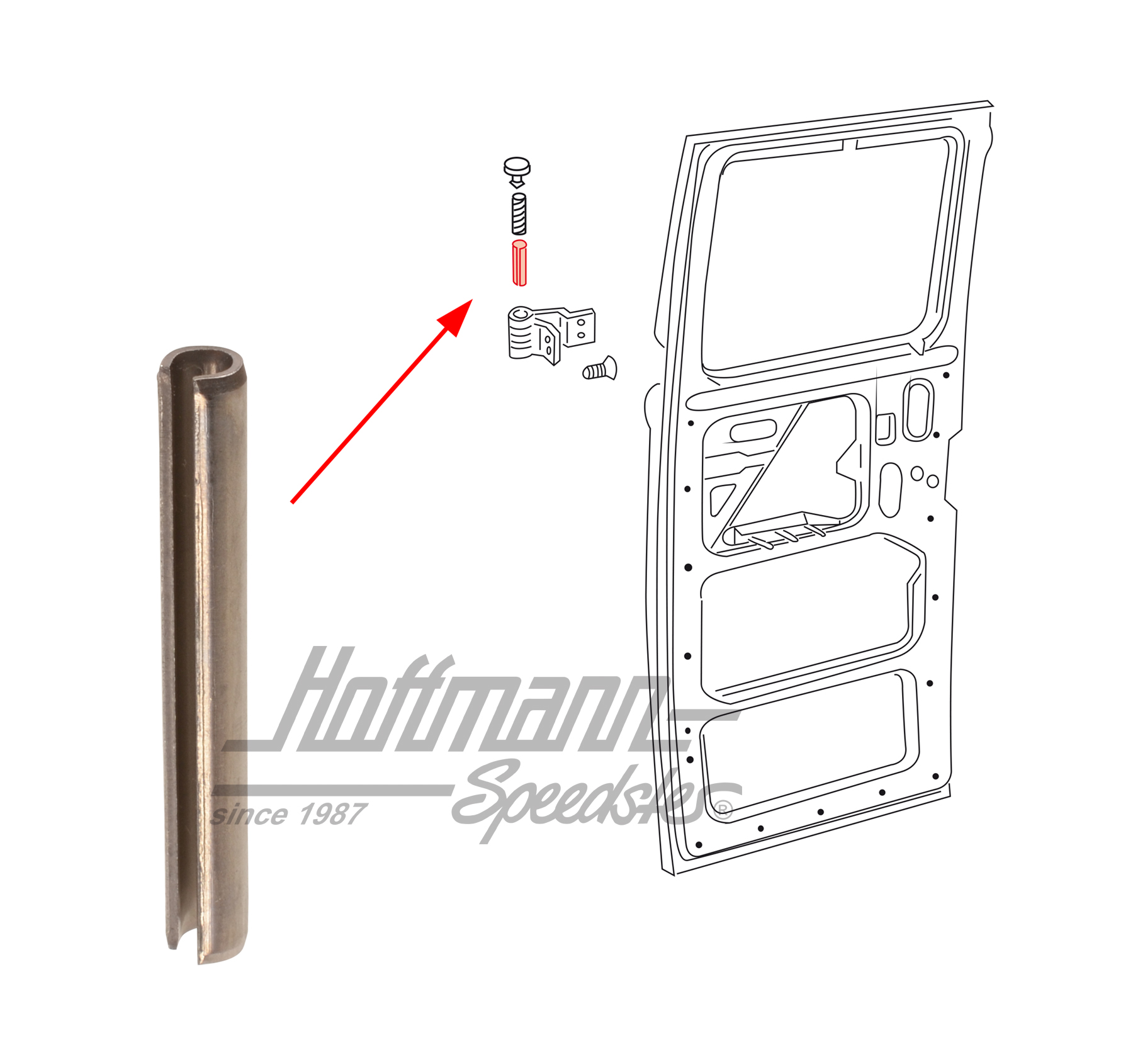 Perno cerniera di portiera, Furgone T1/T2/T3, acciaio inossidabile                                  