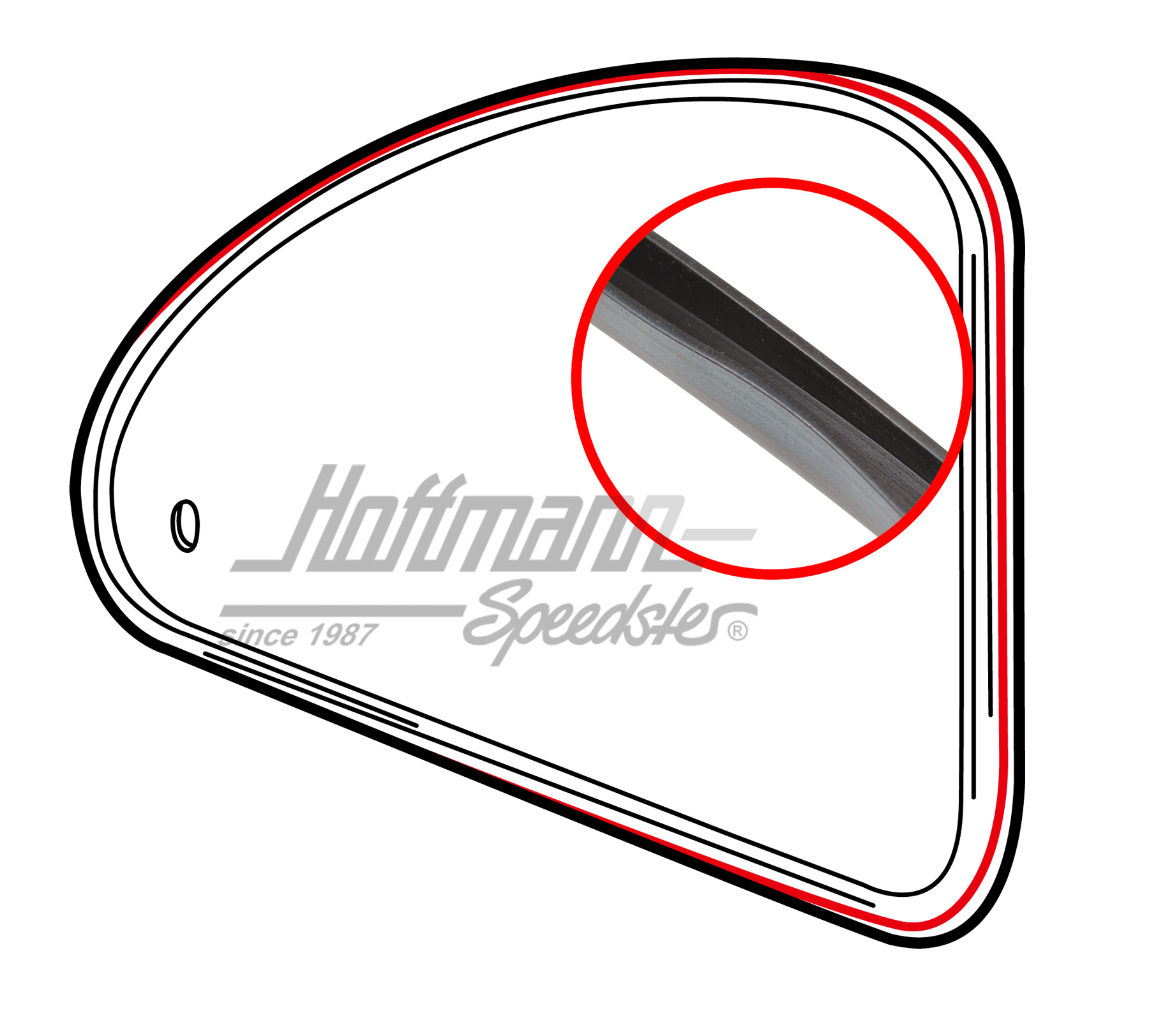 Guarnizione, vetro/telaio, posteriore, -7.64                                                        