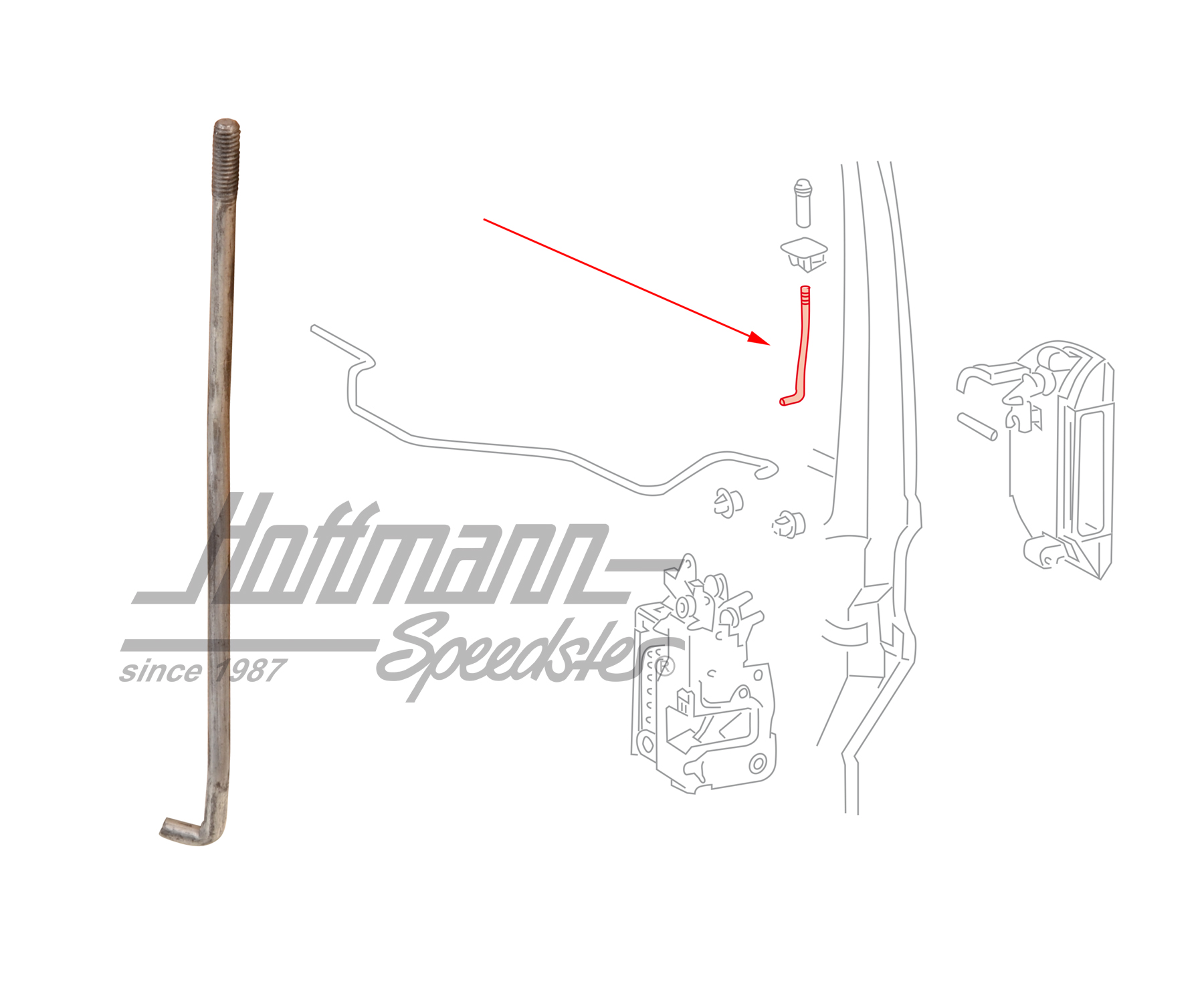 Asta di trazione, manopola di sicurezza della porta, destra | 701 837 184 | 408-1008-02
