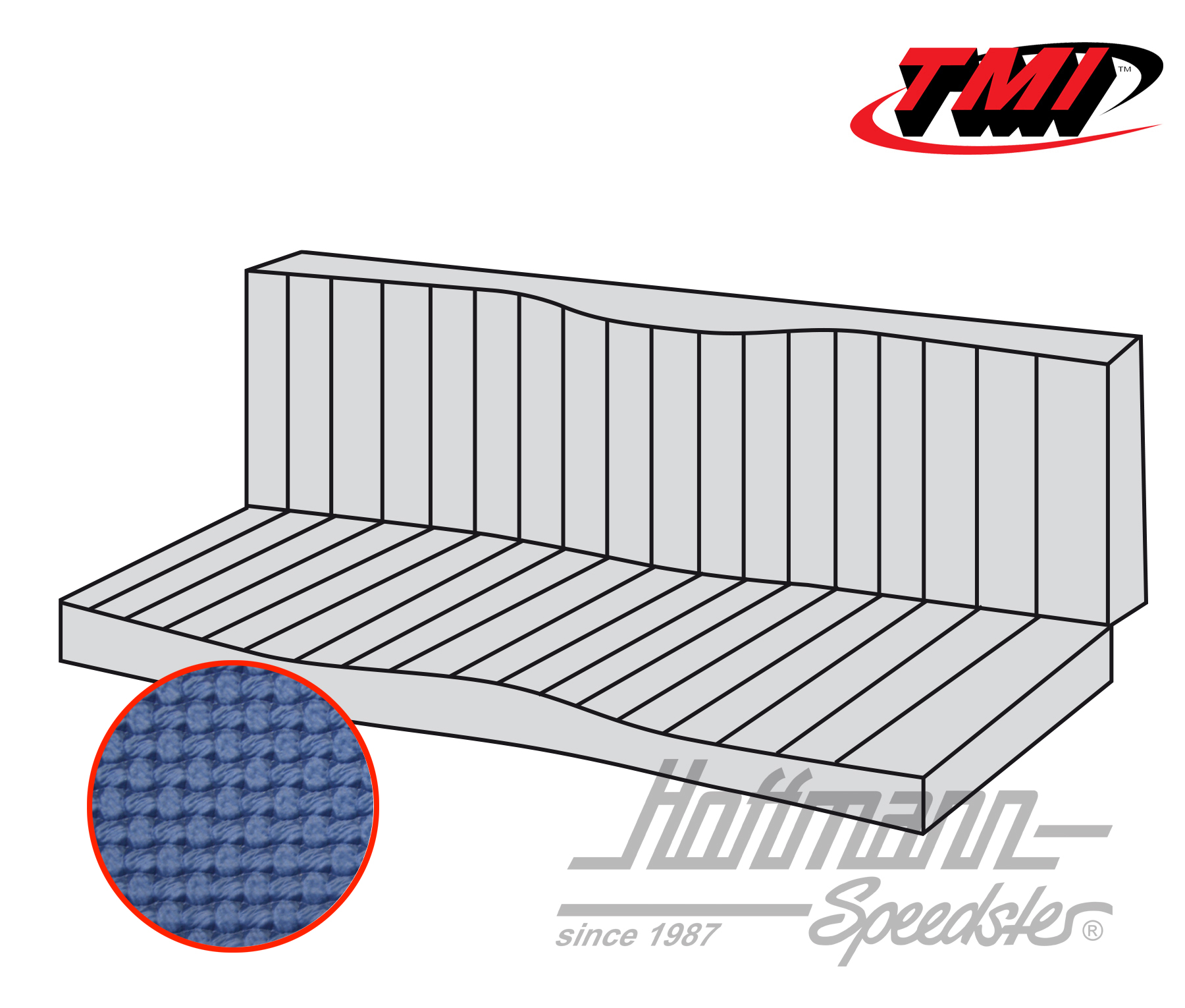 Copri panca, Karmann Ghia Cabriolet, 55-71, blu | 43-1611-08 | 066-0084-20