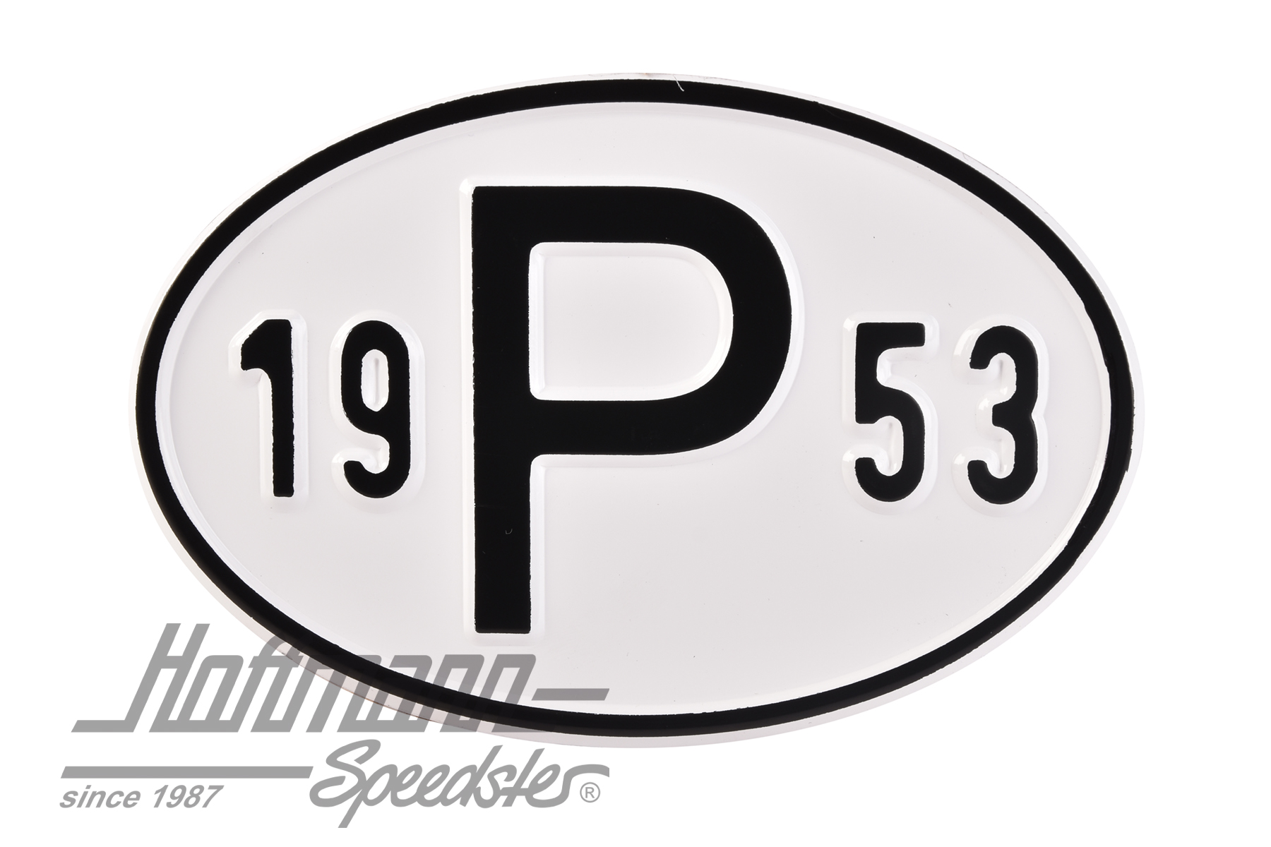 Targa sigla internazionale "P" (Portogallo), "1953", alluminio |  | 020-2405-53