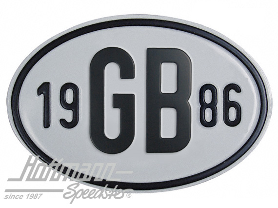Targa sigla internazionale "GB" (Gran Bretagna), "1986", alluminio |  | 020-2404-86