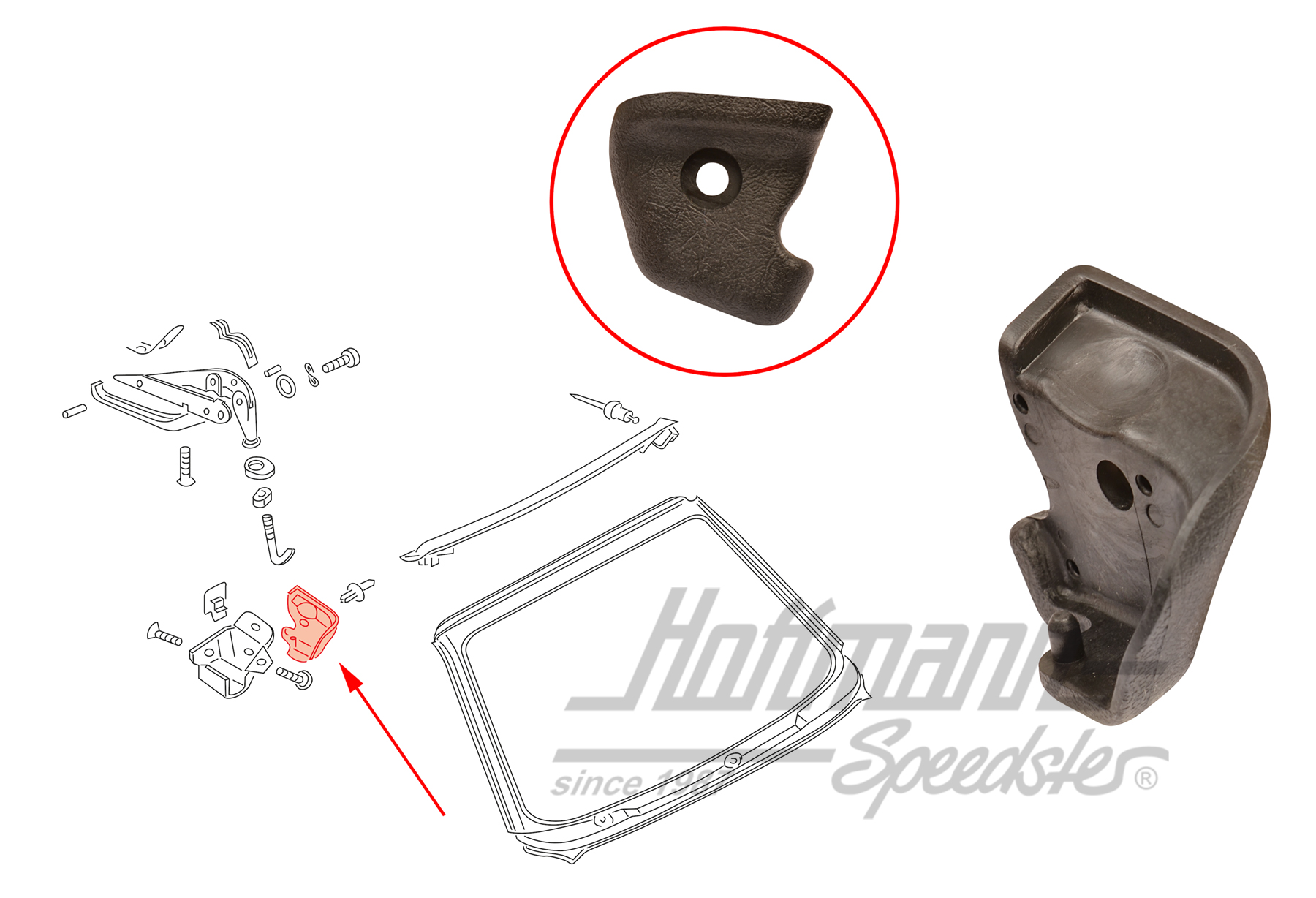 Copertura, chiusura del cappuccio, superiore, destra | 155 871 394 B O1C | 180-4410-02