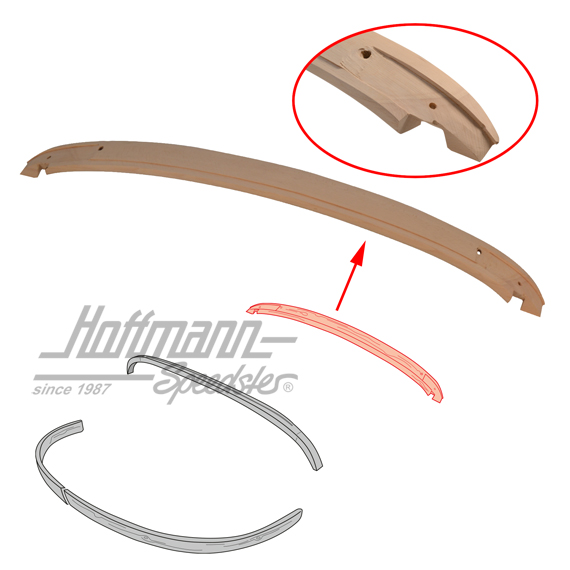 Centina parabrezza, Karmann Ghia Cabriolet, 12.68-7.74 (legno) | 141 871 503 A | 060-4100-05