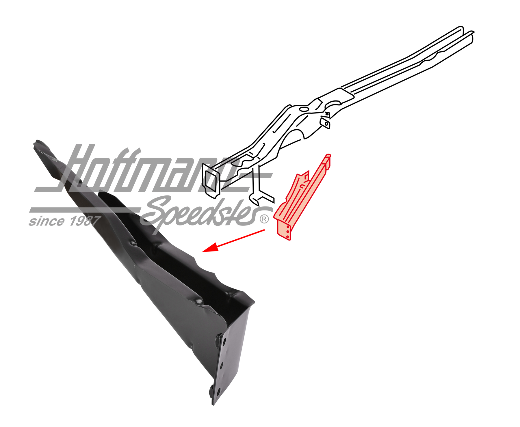 Traversa, anteriore, Furgone T4, 9.90-6.03, destra | 701 803 706 B | 408-8900-02