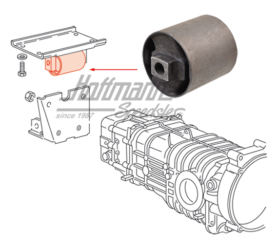 Cuscinetto in gomma, cuscinetto del cambio, Furgone T3 | 251 399 205 E | 315-0070