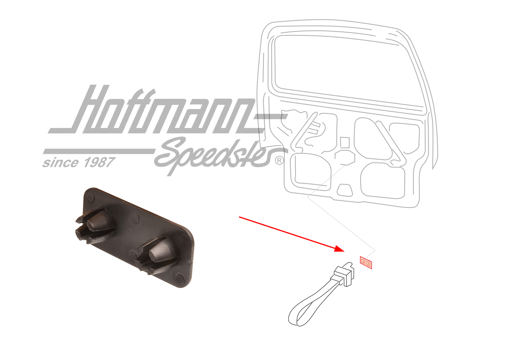 Clip, tirante, portellone posteriore, 9.90-7.98 | 701 829 623 | 408-1053