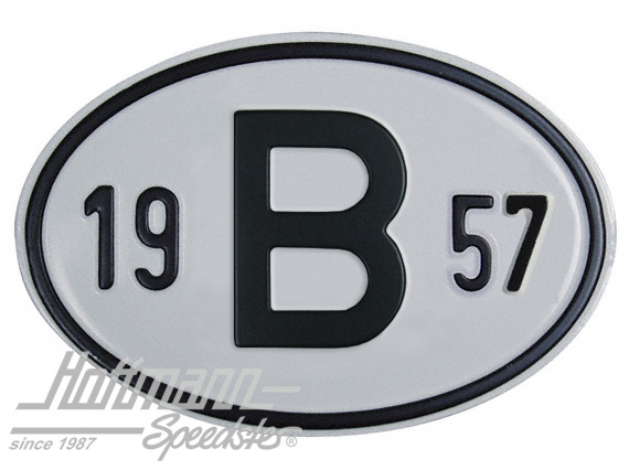 Targa sigla internazionale "B" (Belgio), "1957", alluminio |  | 020-2397-57