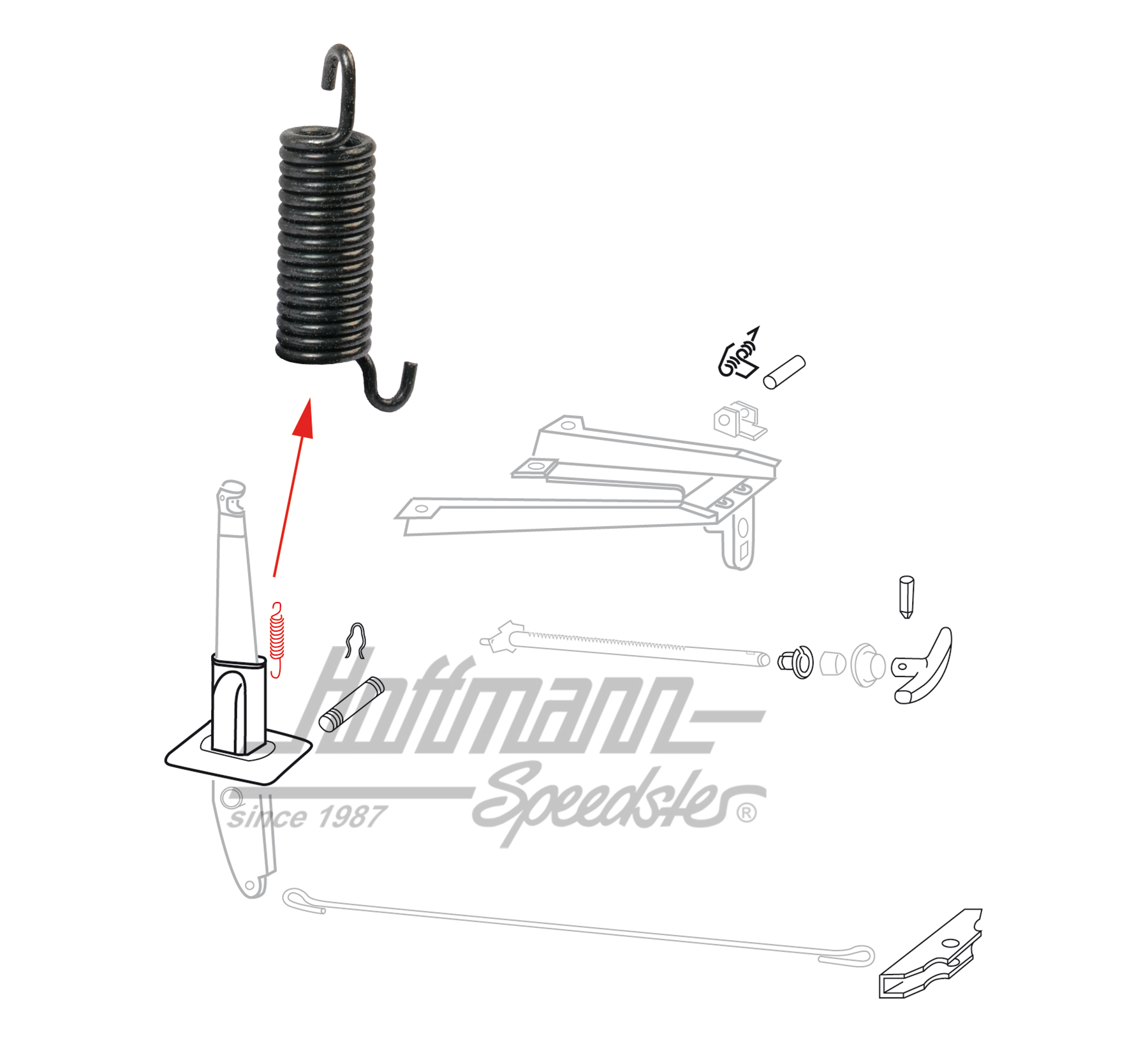Molla, tirante, freno a mano, Furgone T2 | 211 711 439 A | 098-0202-15