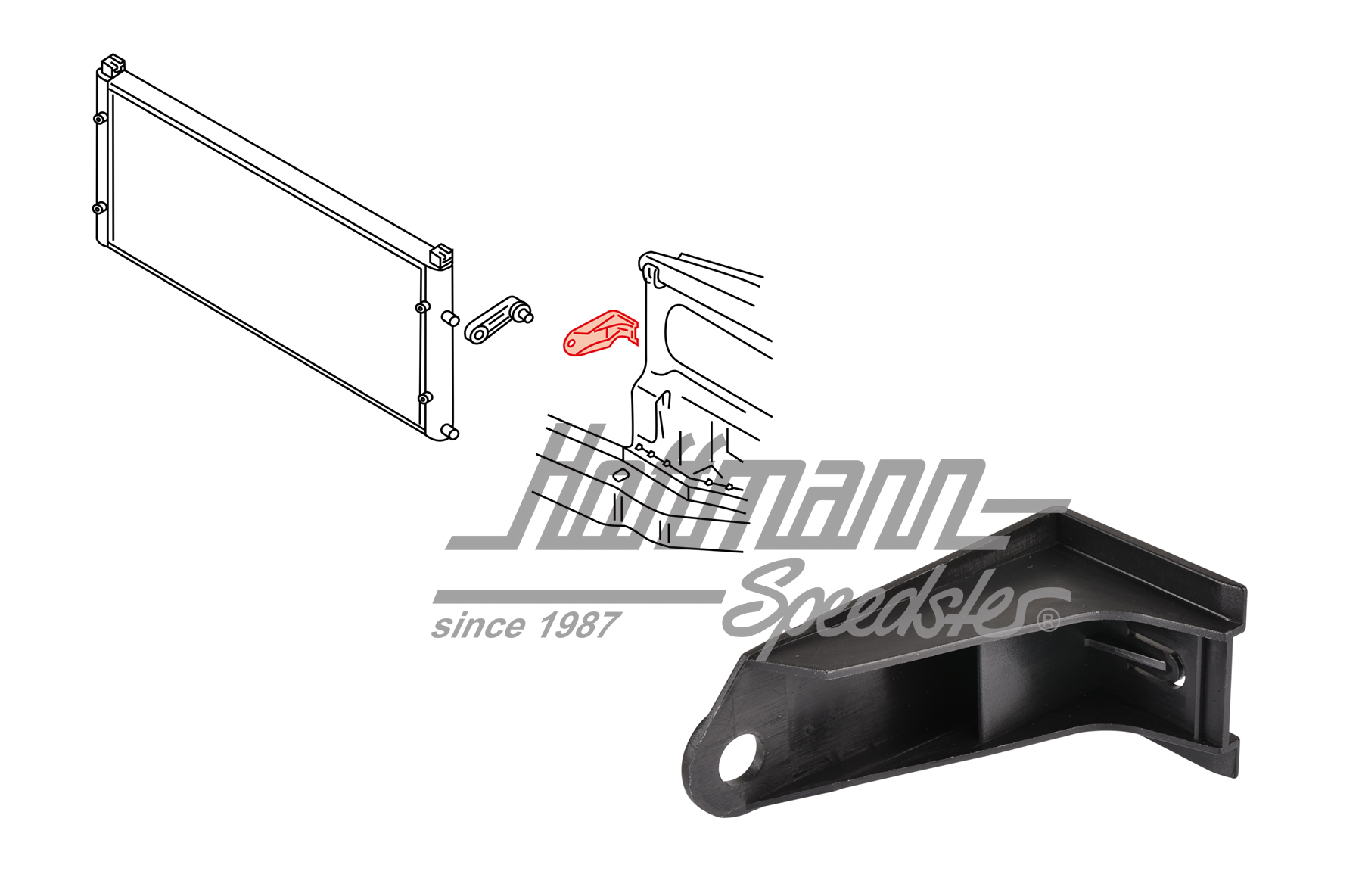 Sopporto, radiatore d'acqua, Furgone T4, destra | 701 121 634 A | 401-1940-02