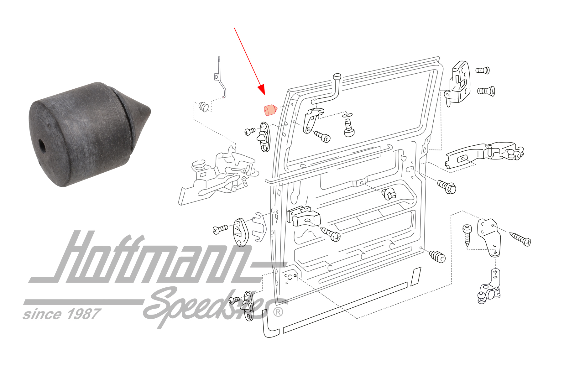 Tampone, porta scorrevole, superiore, Furgone T4 | 701 843 316 | 408-1022-36