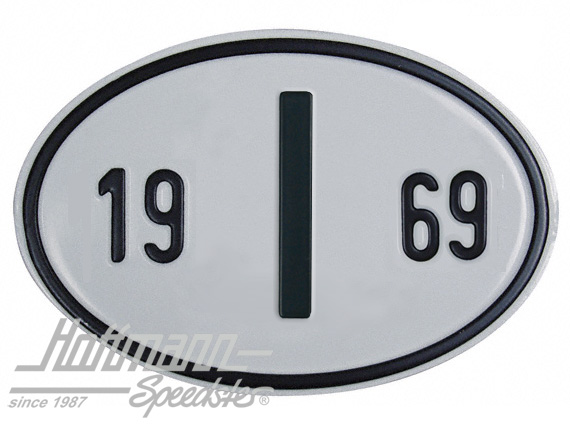 Targa sigla internazionale "I" (ITALIA), "1969", alluminio |  | 020-2402-69