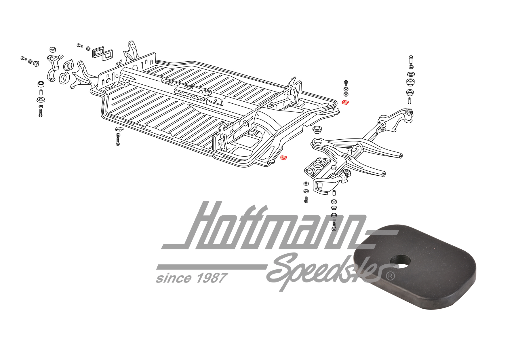 Supporto di gomma, telaio, posteriore, Tipo 3 | 311 899 135 A | 069-8090-20