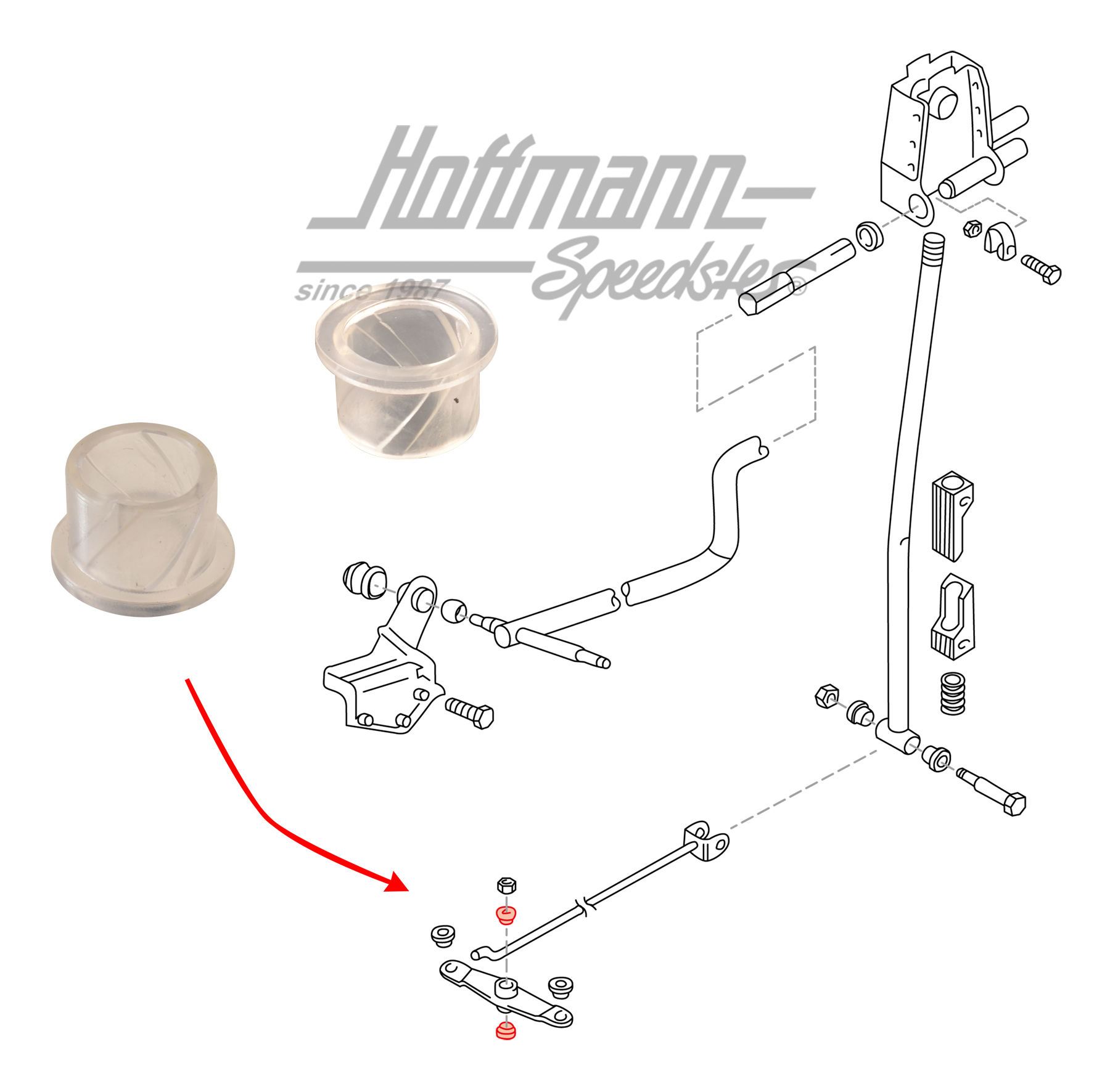 Boccola, leva inversione cambio, Furgone T4, 96-03 | 701 711 164 A | 407-2010-15
