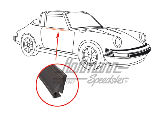 Guarnizione, vetro della porta, Targa / Cabriolet, destra | 911 531 932 42 | 515-0942-02