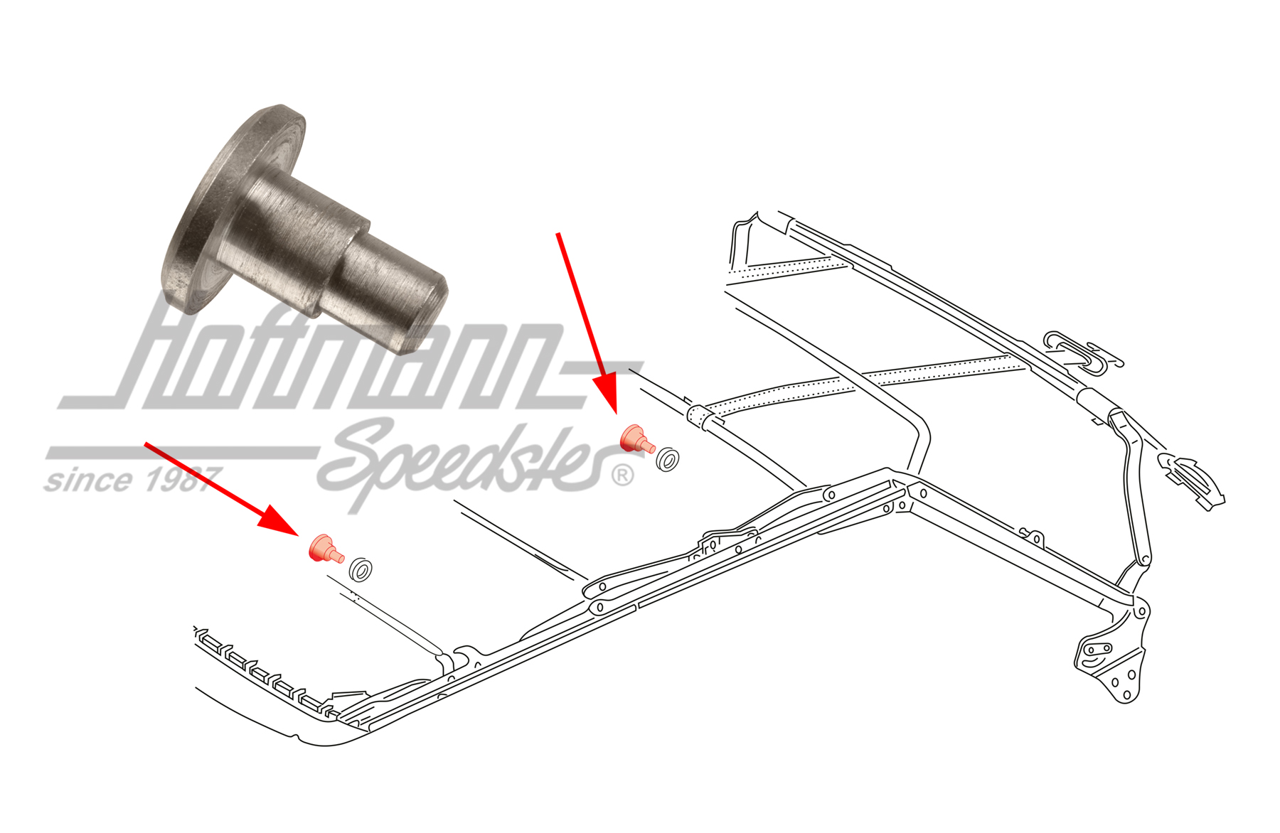 Bullone, tiranteria
 della capotta, Maggiolino/Golf 1 Cabriolet                                    