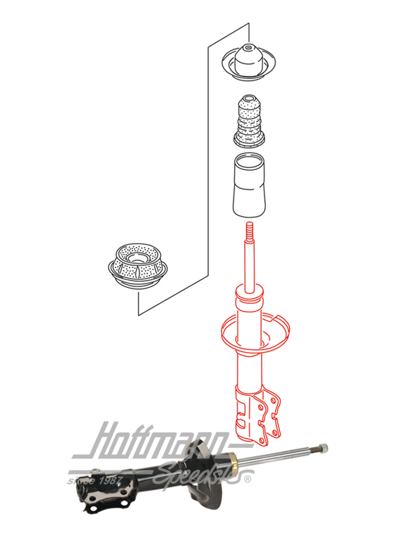 Forcellone con ammortizzatore, anteriore, gas | 1H0 413 031 A-Gas | 204-3500