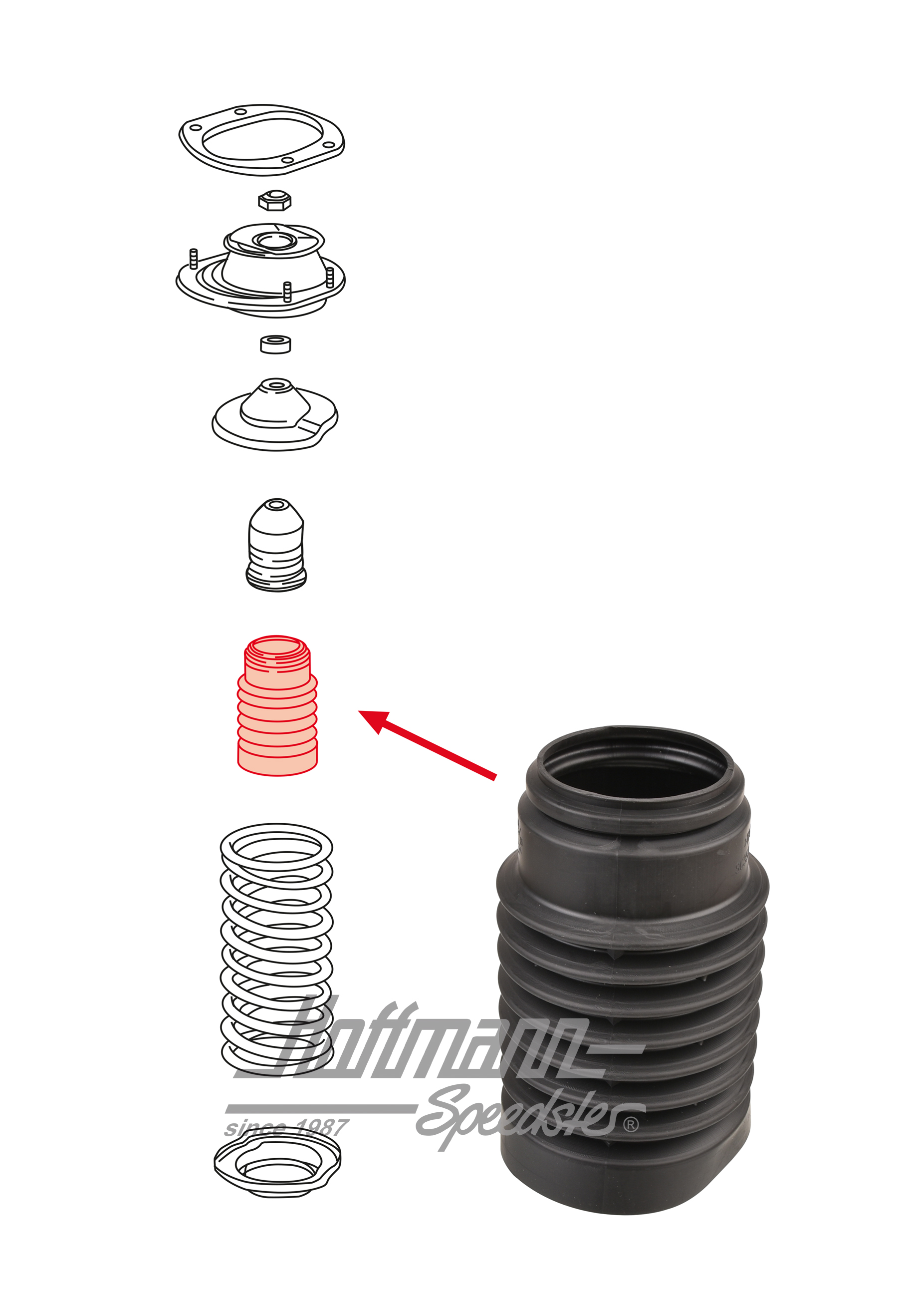 Manicotto di tenuta a soffietto, ammortizzatore
, anteriore, 964 | 964 343 505 00 | 521-4293-10