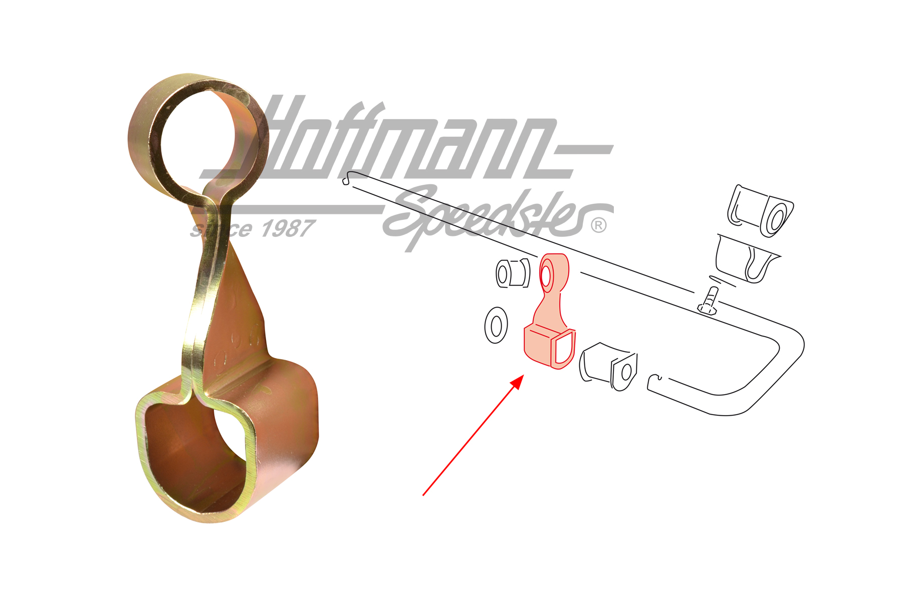 Supporto, stabilizzatore, posteriore, -77, destra | 901 333 732 01 | 521-6188-12