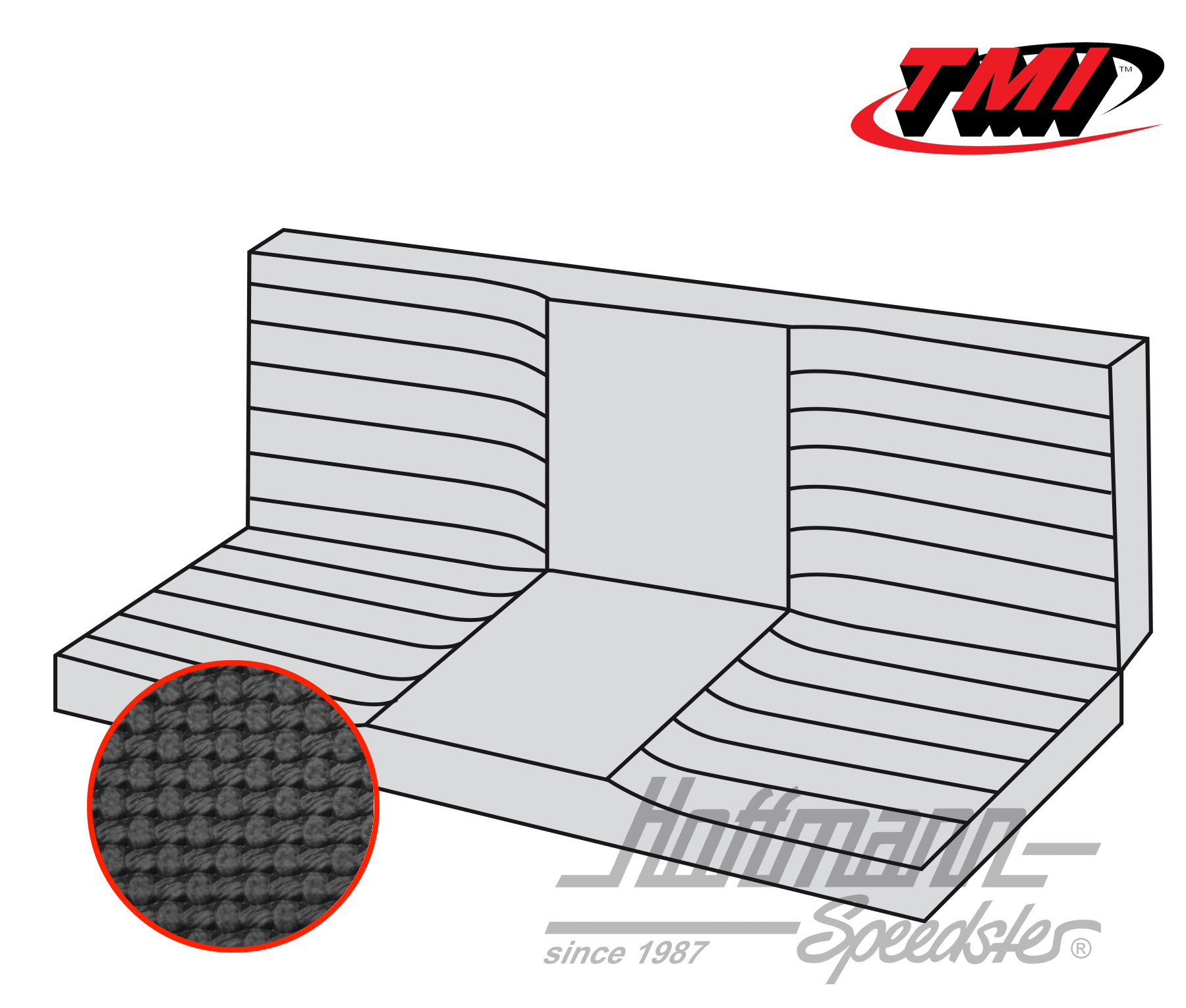 Copri panca, Karmann Ghia Coupé, 71-74, nero | 43-1512-01 | 066-0083-40