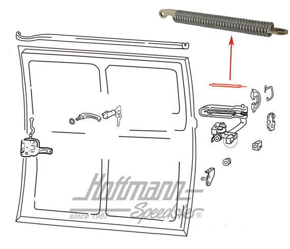 Molla di trazione, cerniera / portiera scorrevole, Furgone T2 / T3 | 211 843 395 B | 097-1040-20