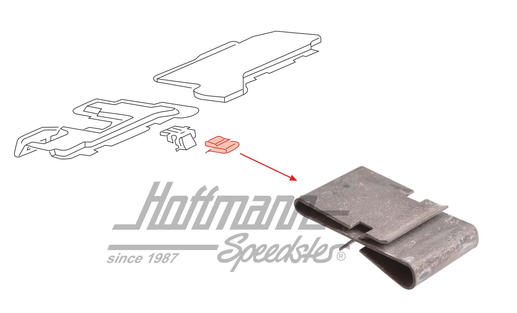 Clip, cruscotto
, inferiore | 171 863 090 A | 180-1530-20