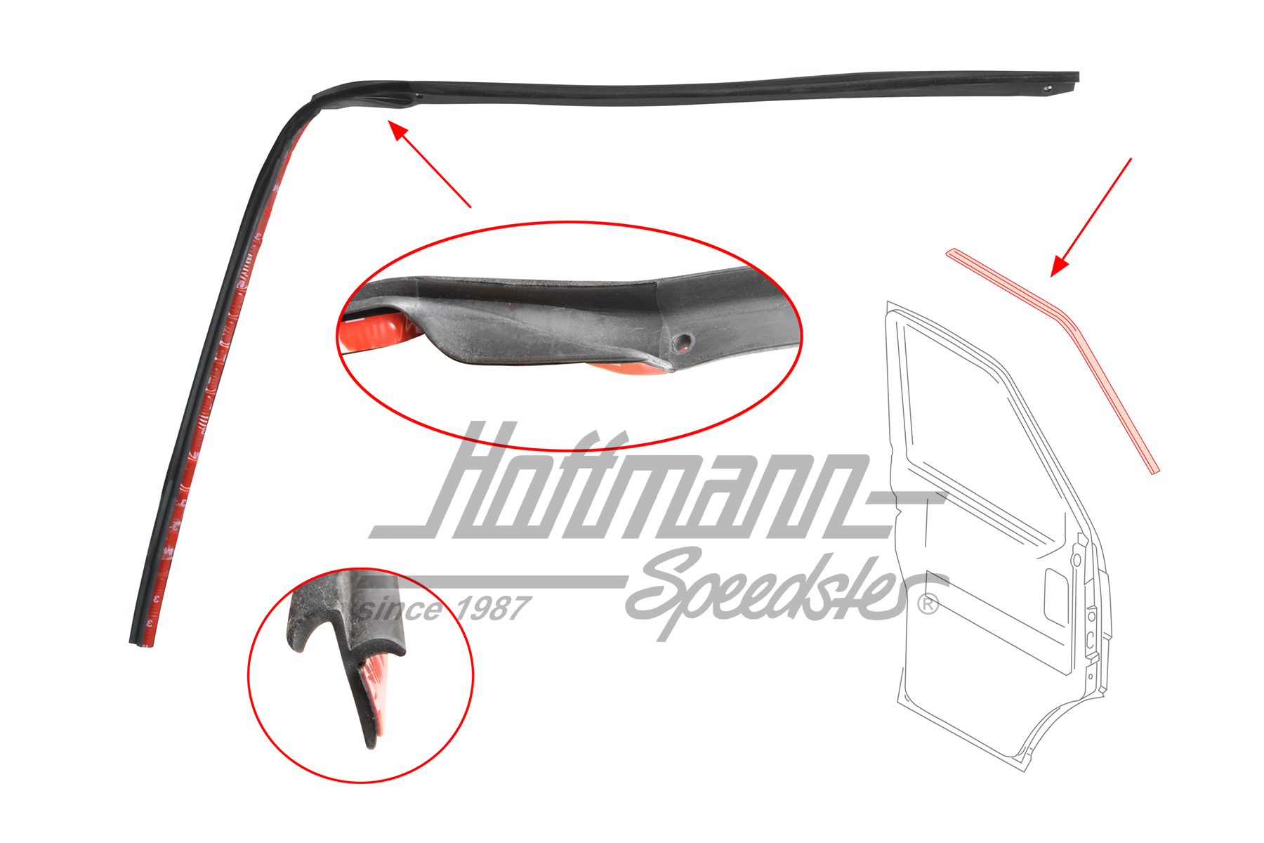 Guarnizione porta
, superiore, 11.94-6.03, sinistra | 7D0 837 761 B | 408-1410-11