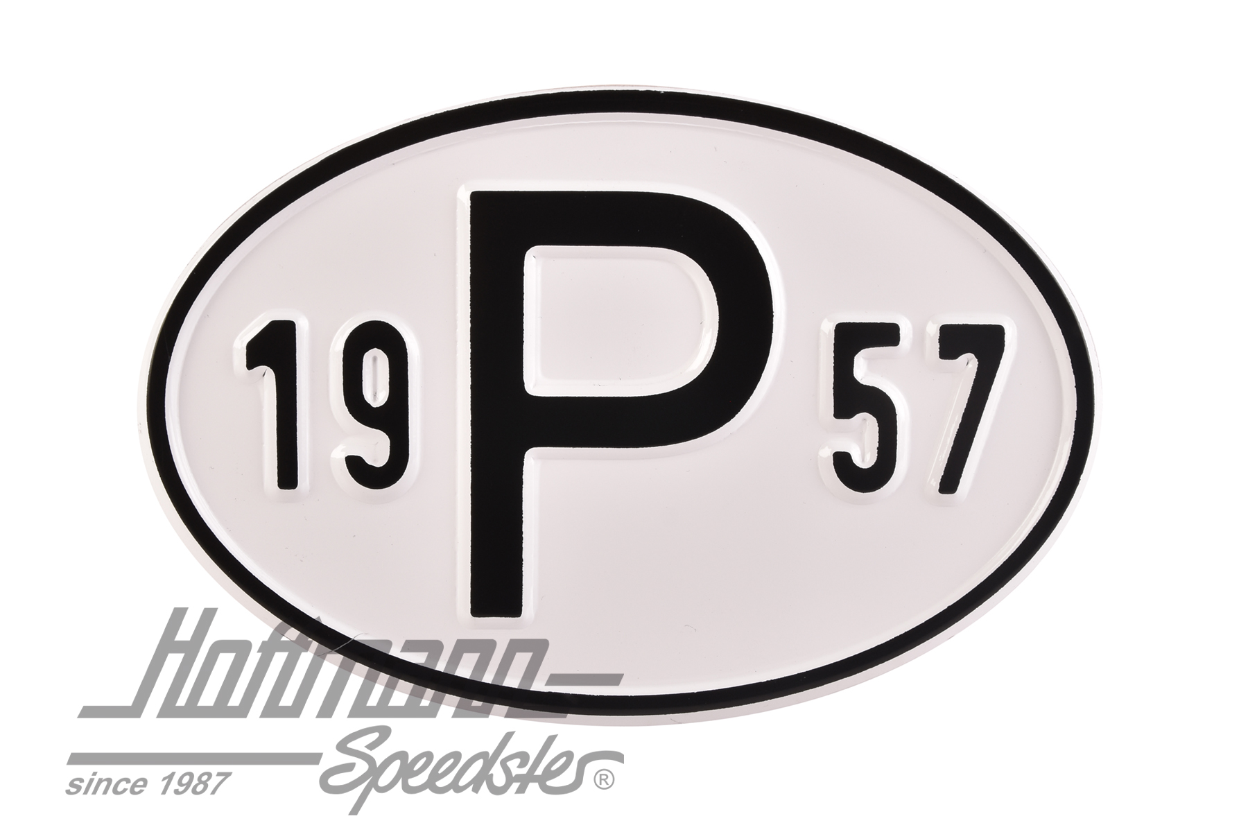 Targa sigla internazionale "P" (Portogallo), "1957", alluminio |  | 020-2405-57