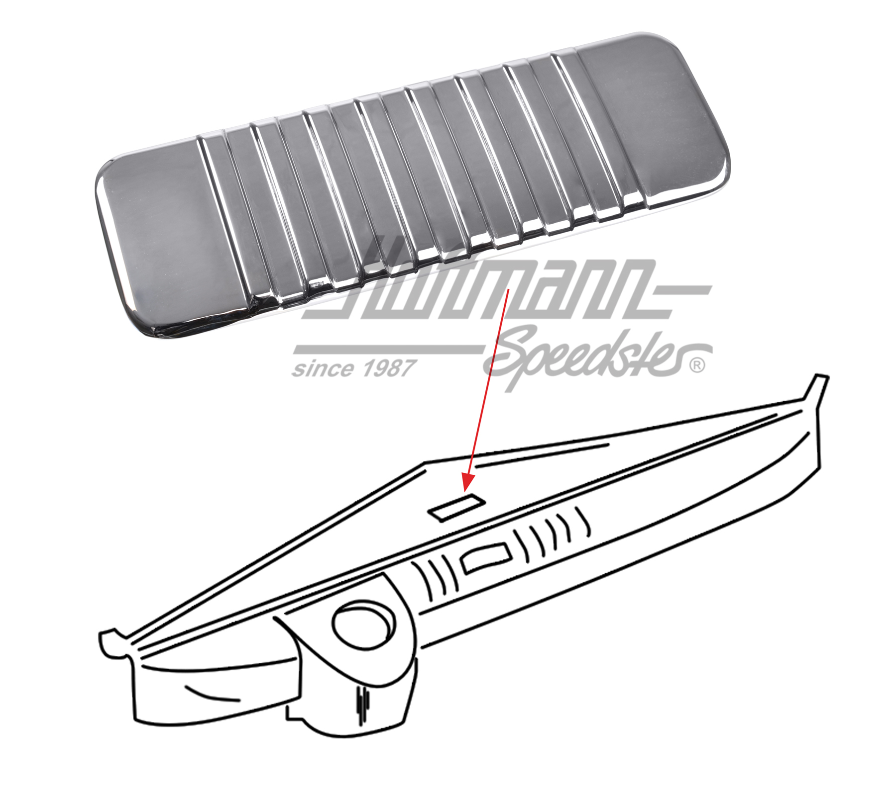 Coperchio del vano dell'autoradio, alluminio lucidato | 211 805 181 | 089-4035-10