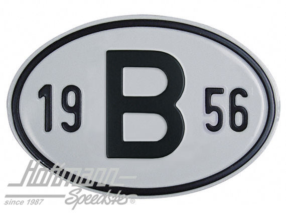 Targa sigla internazionale "B" (Belgio), "1956", alluminio |  | 020-2397-56
