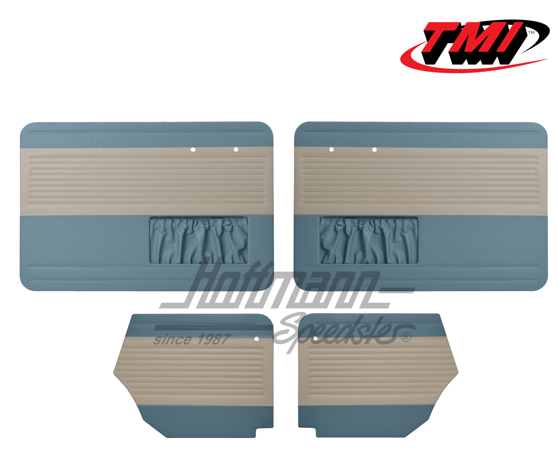 Pannelli per portiera e laterali, Maggiolino Cabriolet, 64-66, bianco vecchio /blu vecchio | 19-1328-24-15 | 055-7564-09