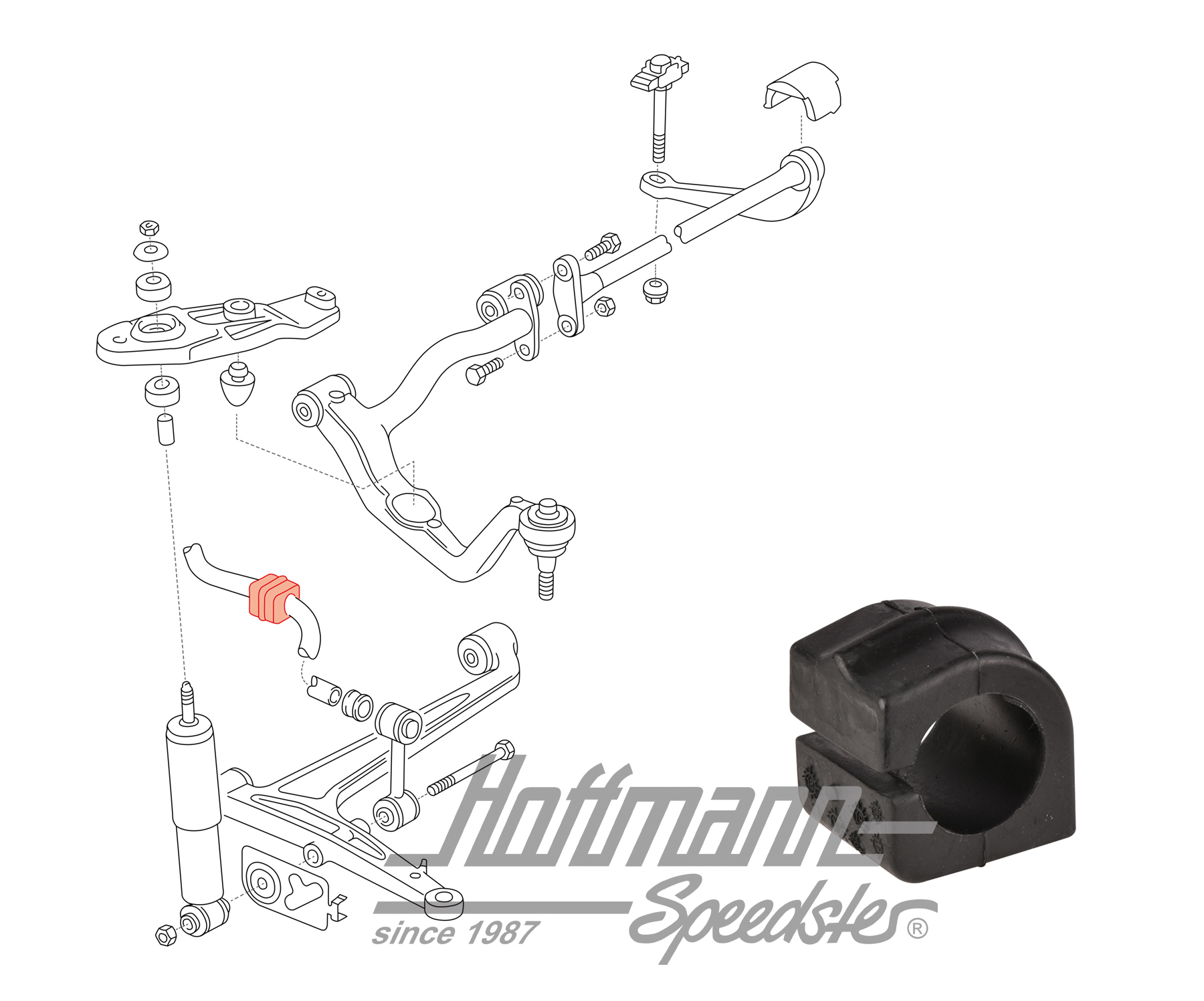 Cuscinetto in gomma, stabilizzatore, anteriore, 23.1mm | 7D1 411 041 | 404-0560-10